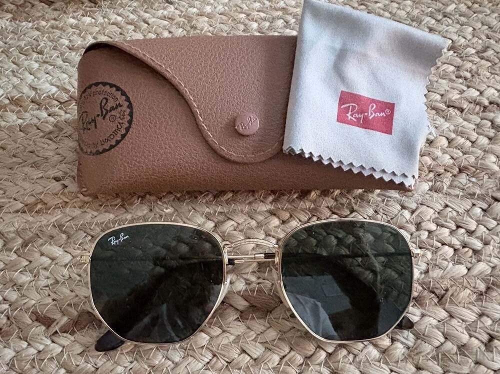 Ray-Ban RB3548-N Hexagonal Flat Lenses Gold Sunglasses 54mm